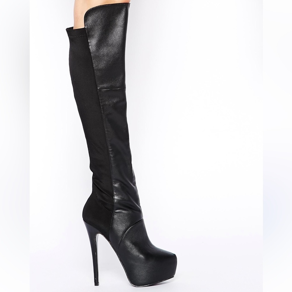 Steve Madden Black Leather Platform Boots